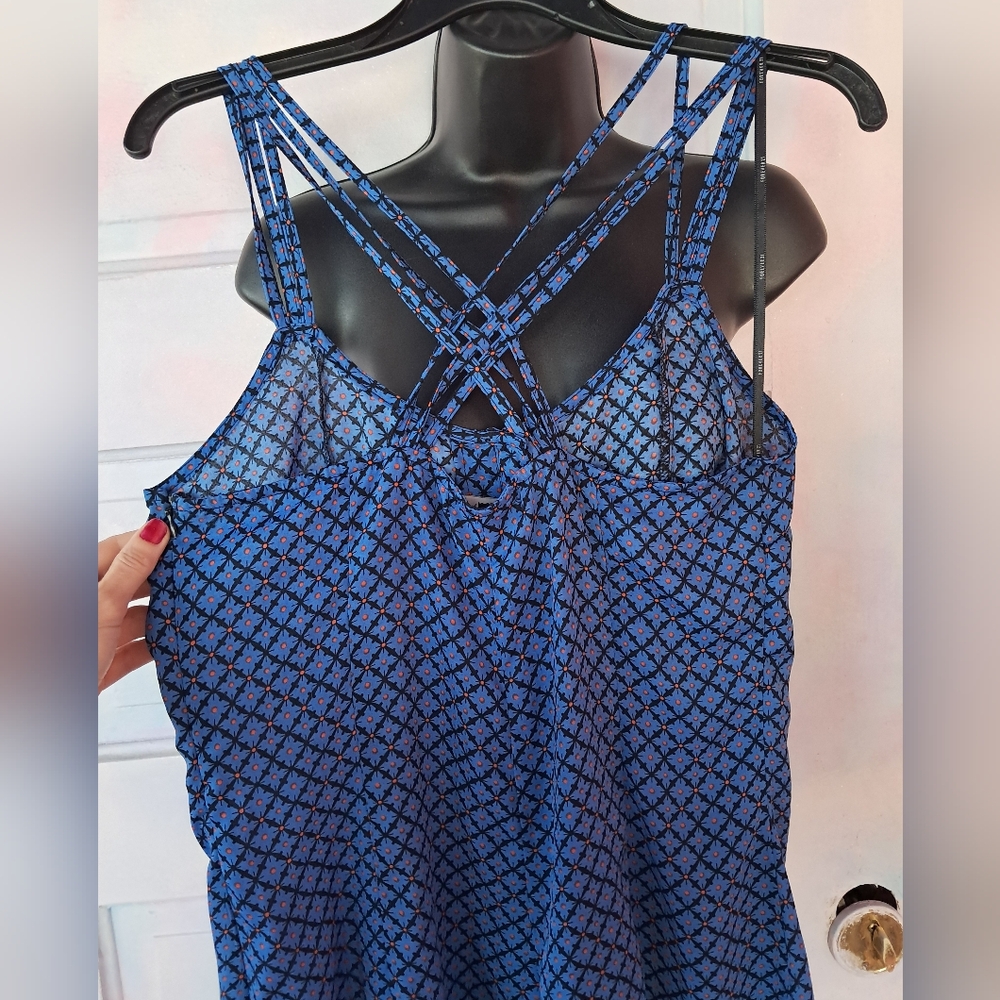 Blue Strappy Romper Side Zipper, Soft! Geometrical Polka Dot Design! So Cute - Picture 3 of 9